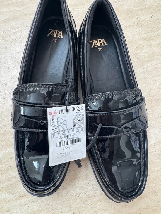 Zara Shoes - Zara Black Patent Leather Penny Loafers
